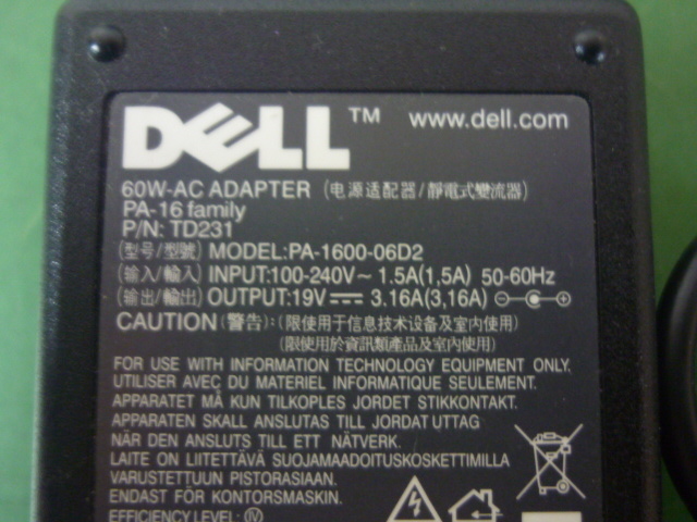  free shipping |30 day guarantee # AC adaptor |DELL PA-1600-06D2|19V:3.16A: diameter 5.3mm( tube 4081304)