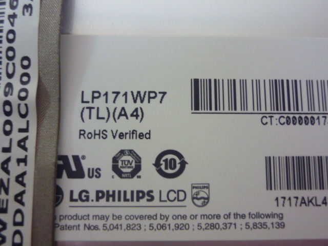 30日保証／送料無料 ■ LG Philips LP171WP7(TL)(A4) 17.1ワイド 光沢／WXGA液晶パネル／NEC VN750/Kより取り外し品（管4082801）の画像8