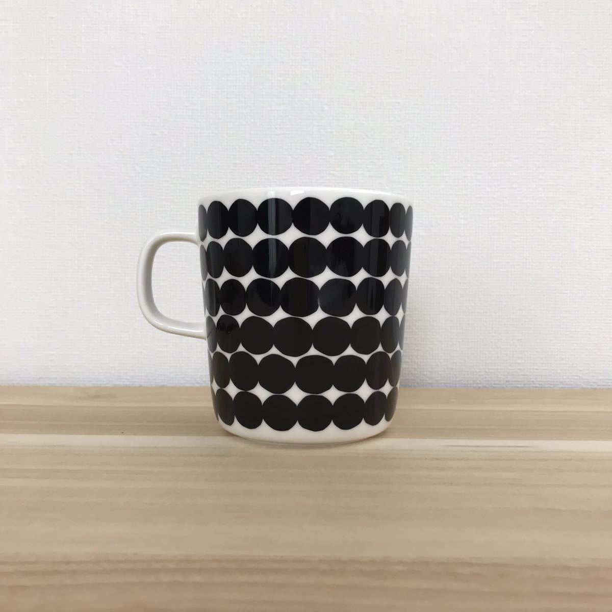 未使用 marimekko Rasymatto マグカップ400ml セラミックスプーン ブラック 2点セット マリメッコ ラシィマット Siirtolapuutarha_画像3