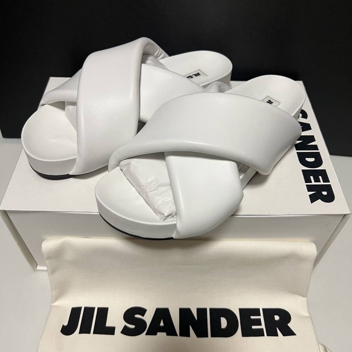 野尻美穂さん着用】JIL SANDER レザーストラップサンダル 37サイズ-