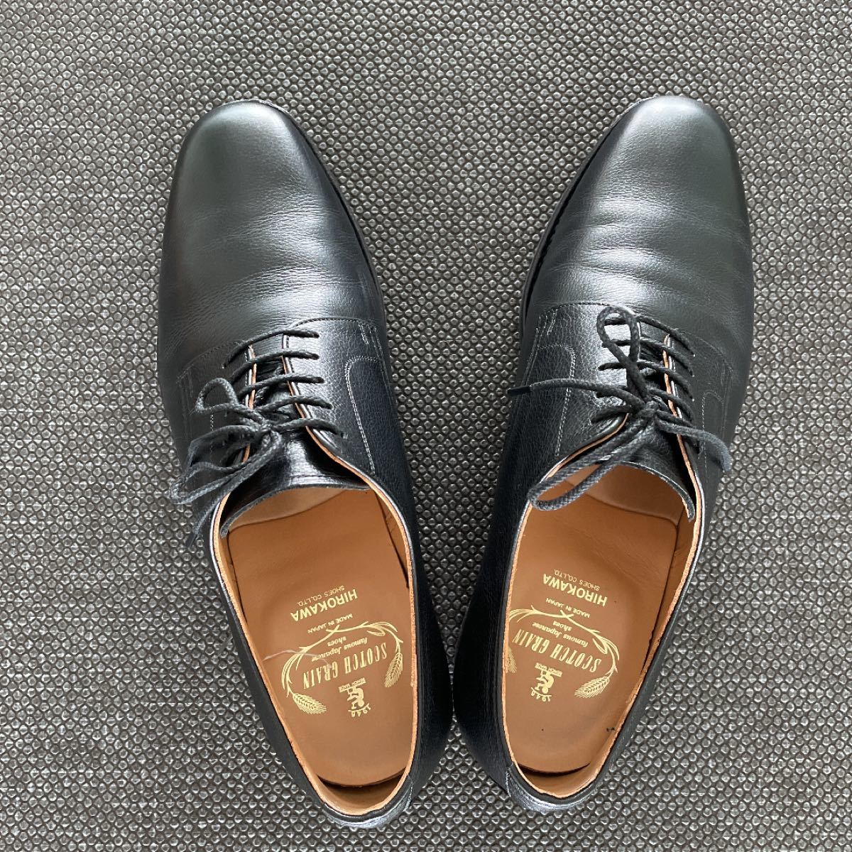 ビジネスシューズ 革靴 スコッチグレイン シボ革 型押し 25.5cm 3E scotch grain 外羽根 プレーントゥ