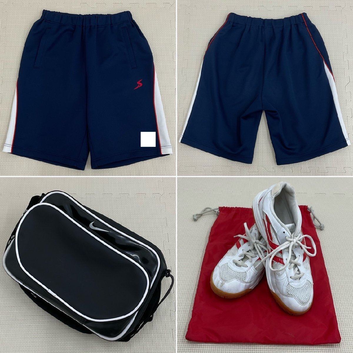 UTJ192 ( used ) Tochigi prefecture Sakura Kiyoshi . high school jersey 5 point set / designation goods /M/SCHOLETE/ long sleeve / long trousers / shorts / shoes / bag / navy blue / gym uniform /