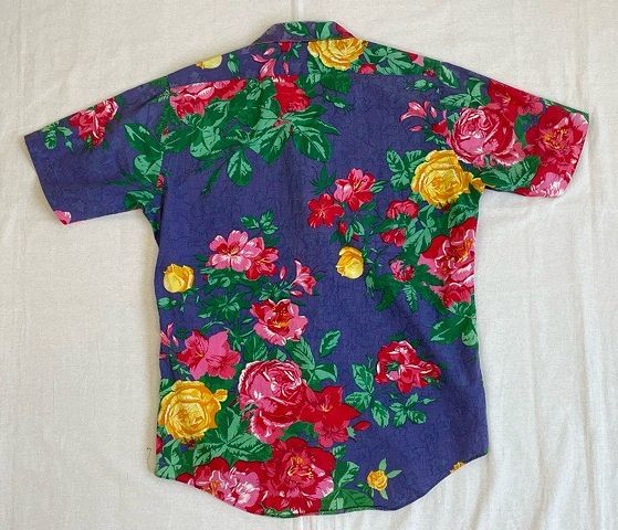 90's 米国製 MADE IN USA ラルフローレン Polo Ralph Lauren コットン アロハ 開襟 オープンカラー シャツ 花柄 ボーイズ20 [ta-0473]_画像6