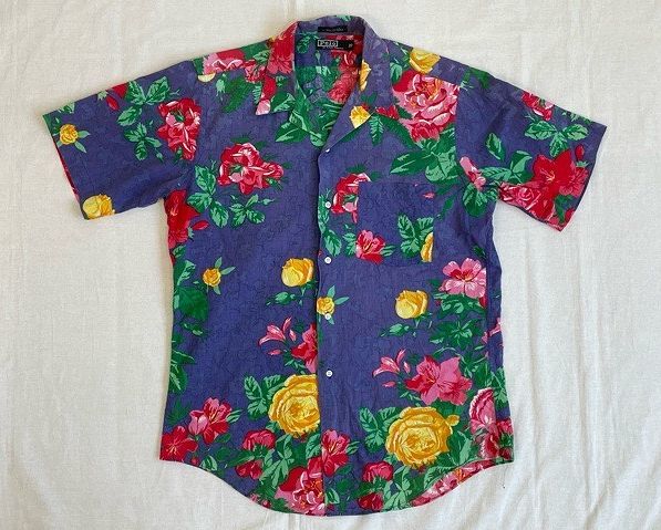 90\'s American made MADE IN USA Ralph Lauren Polo Ralph Lauren cotton aro is . collar open color shirt floral print boys 20 [ta-0473]