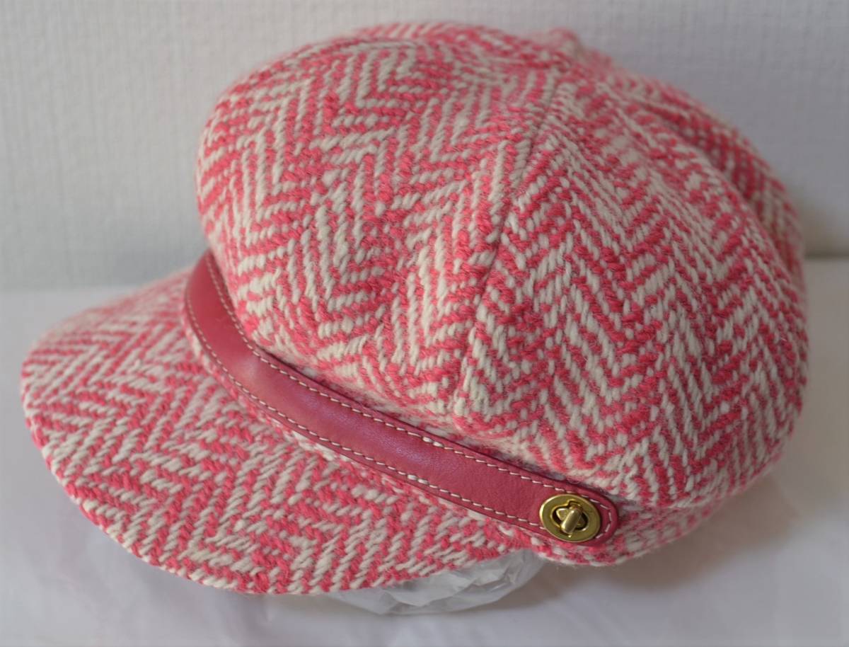 ●COACH ...●  cap  　...　  розовый  цвет 　  шерсть  　 женский 　  головной убор  　 ...　S　 красивая вещь 
