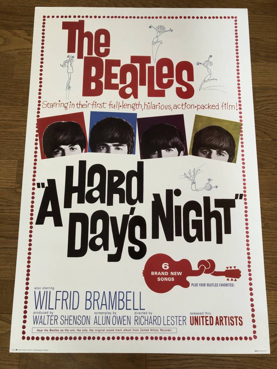 「ビートルズがやって来る／ヤァ！ヤァ！ヤァ！」アメリカ版ポスター A HARD DAY'S NIGHT 復刻ロール BEATLES ジョン、ポール、ジョージ_画像1