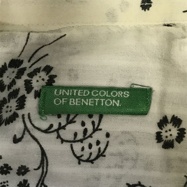  Benetton * short sleeves shirt [ men's M/ white × gray / floral print ]UNITED COLORS OF BENETTON*BG782