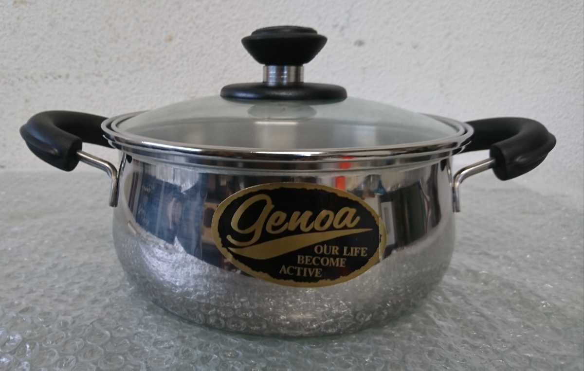 【新品未使用】genoa 両手鍋 キッチン用品 取っ手鍋 ステンレス？ 直径21cm 調理器具_画像1