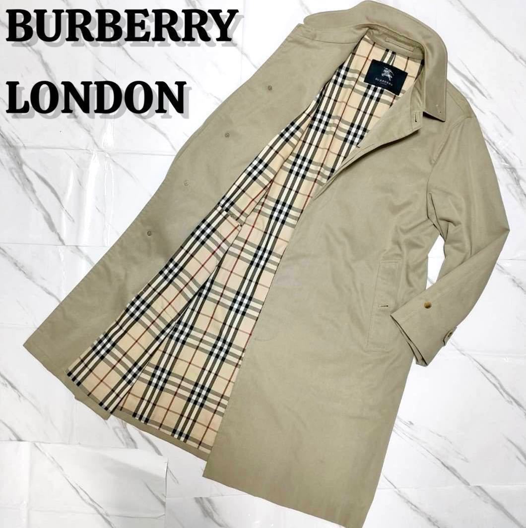 美品 BURBERRY LONDON 比翼 ステンカラーコート ノヴァチェック