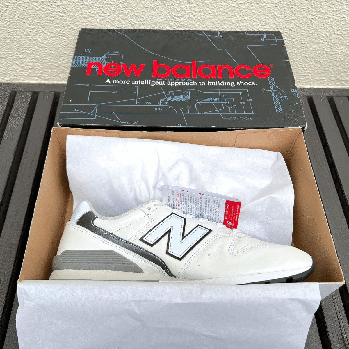 国内正規品 オールレザー New Balance CM996NA ホワイト×グレー US9.5 27.5cm M576 USA製トリビュート NB WHITE 白 スニーカー M996 限定_画像1