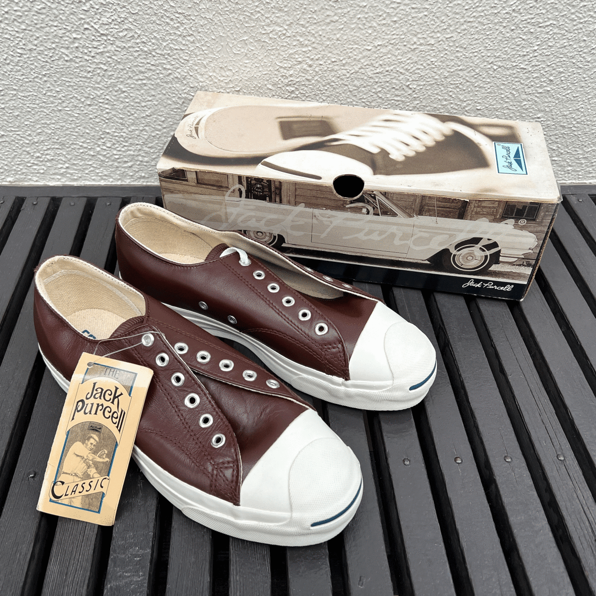 90s JACK PURCELL LEATHER OX BROWN 28cm US9.5 ビンテージ ジャックパーセル JACKPURCELL ブラウン 茶 オールレザー 中国製 Made In China