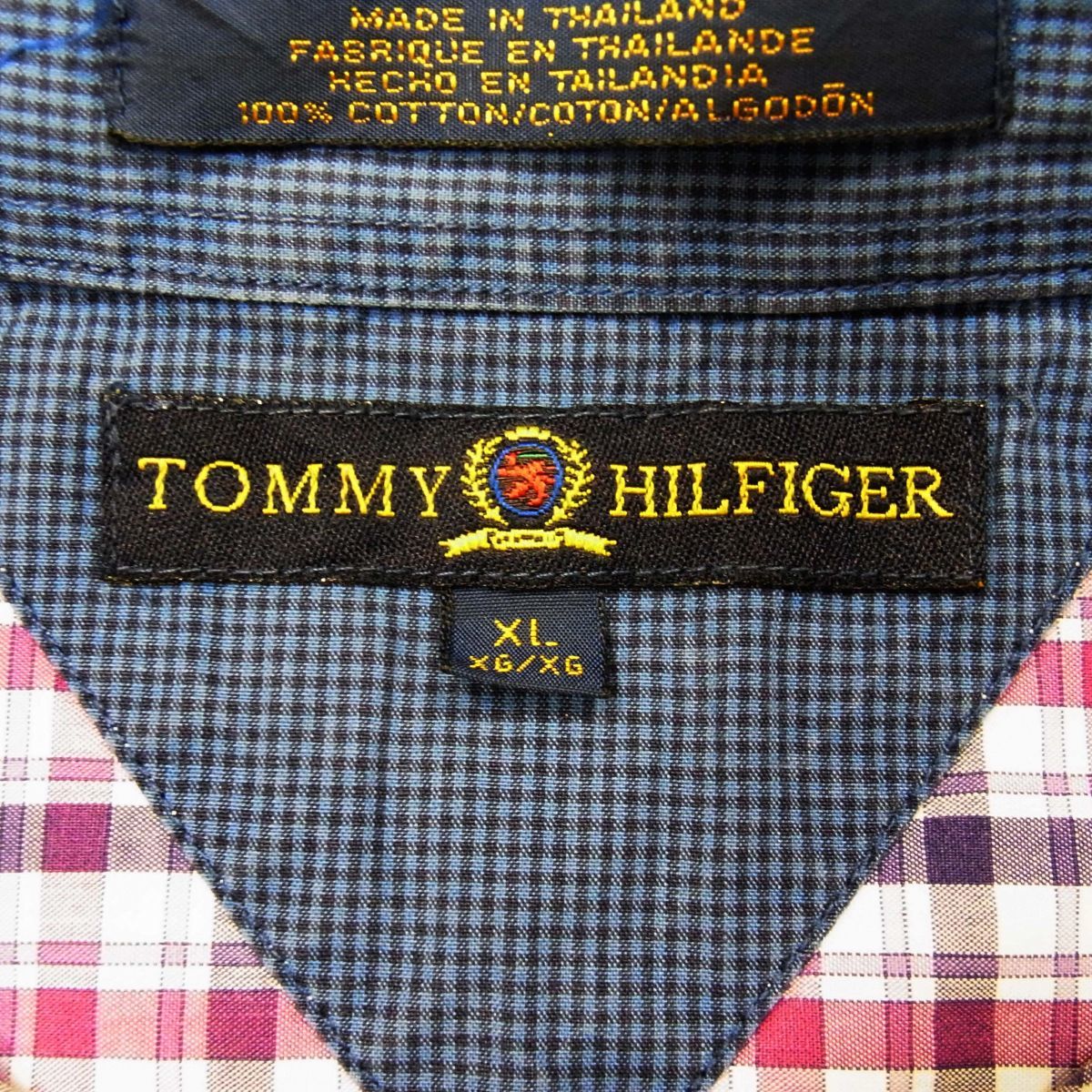 トミーヒルフィガー 長袖シャツ 大きいサイズ ボタンダウンシャツ チェック柄 TOMMY HILFIGER カジュアルシャツ コットン メンズ 1円_画像5