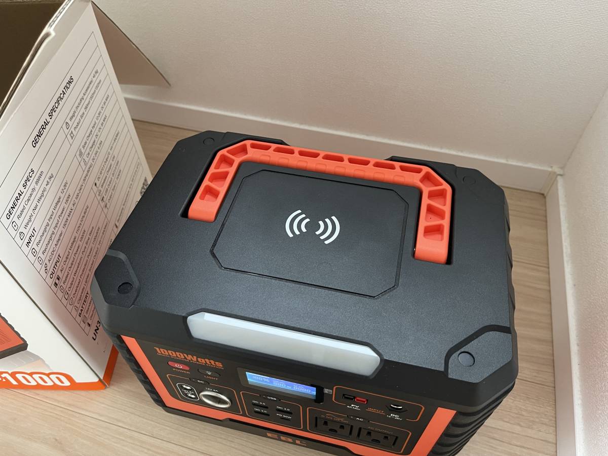 AC出力1000W 容量999Whのポータブル電源 EBL MP1000 アウトドアや車