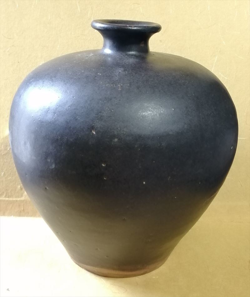 博物館ラベル 中国 唐代 黒釉 梅瓶 吉州窯 天目 時代保証 茶道具