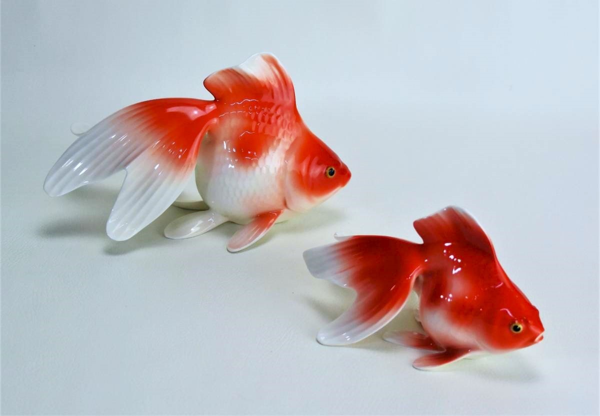 [ beautiful goods ] Old Noritake Noritake ornament figure goldfish pair deer seal rare 