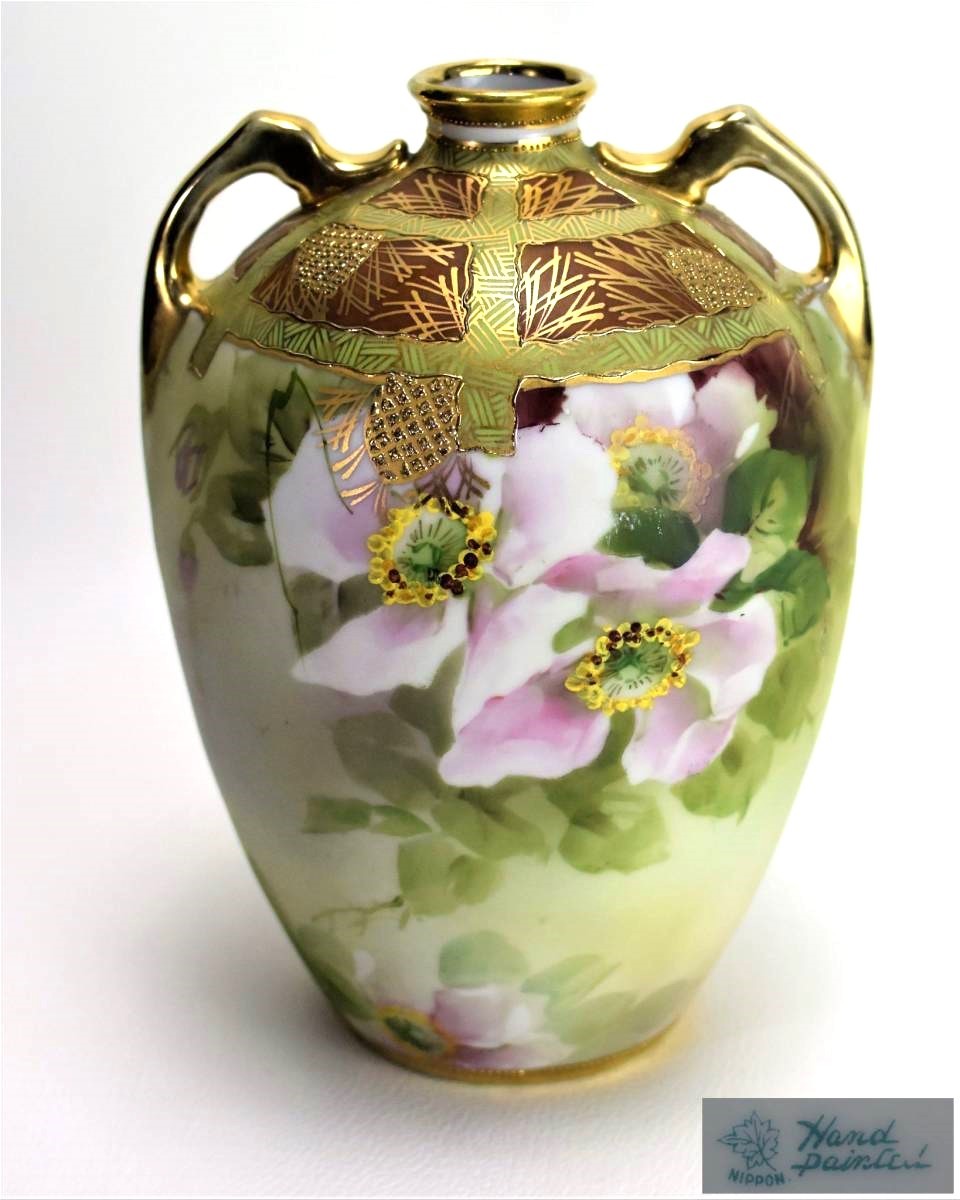 美品】オールドノリタケ Noritake 花瓶 薔薇 boussias.cy