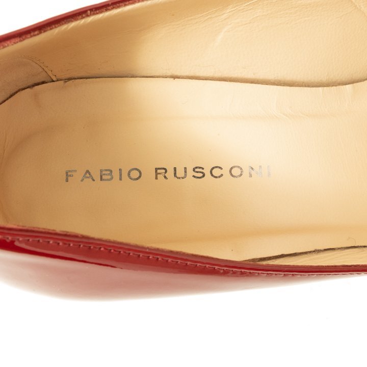 FABIO RUSCONI ファビオルスコーニ パンプス ボルドー 赤 エナメル 23.5cm相当 オーバル 7.5cmヒール お洒落 華やか レディース 婦人 靴_画像9