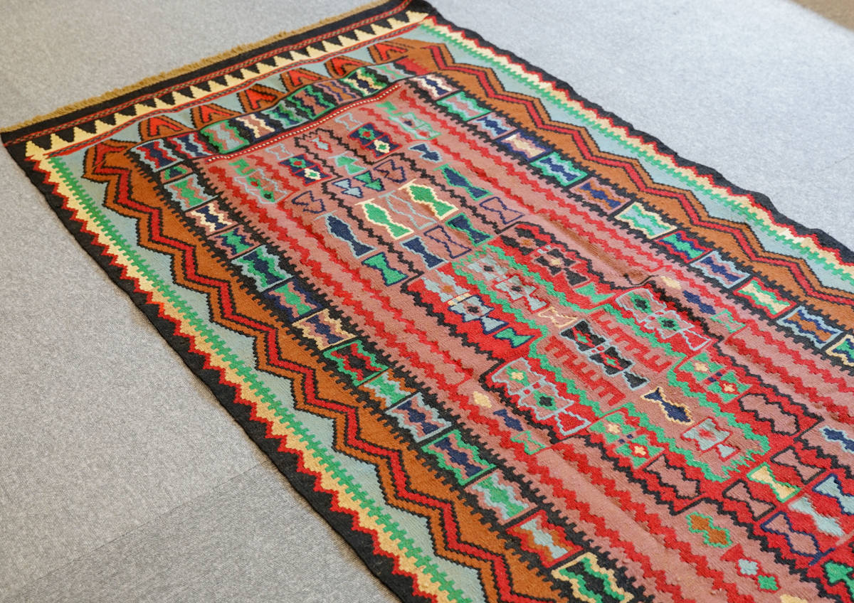 ペルシャ キリム 手織り絨毯 size:210×100cm_画像1