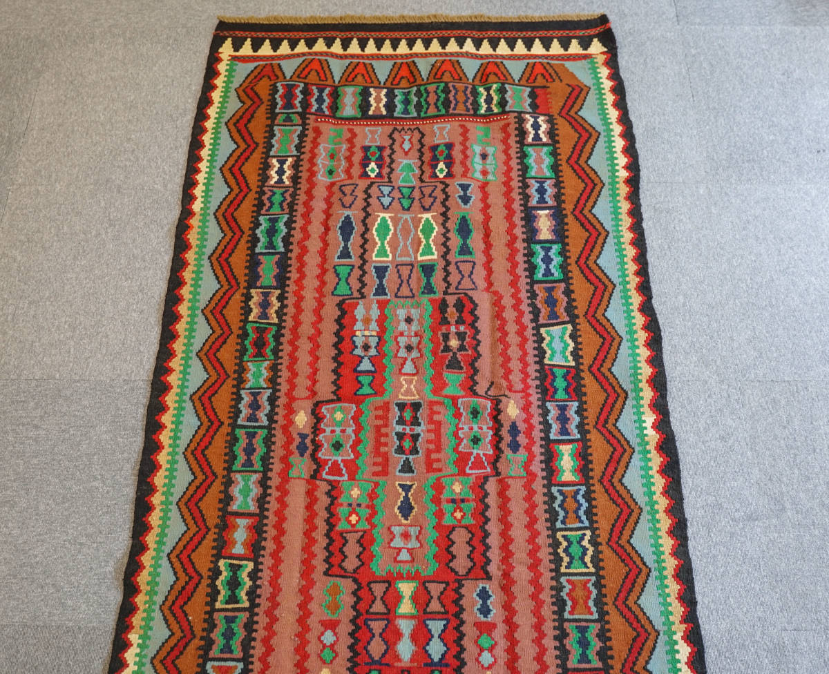 ペルシャ キリム 手織り絨毯 size:210×100cm-