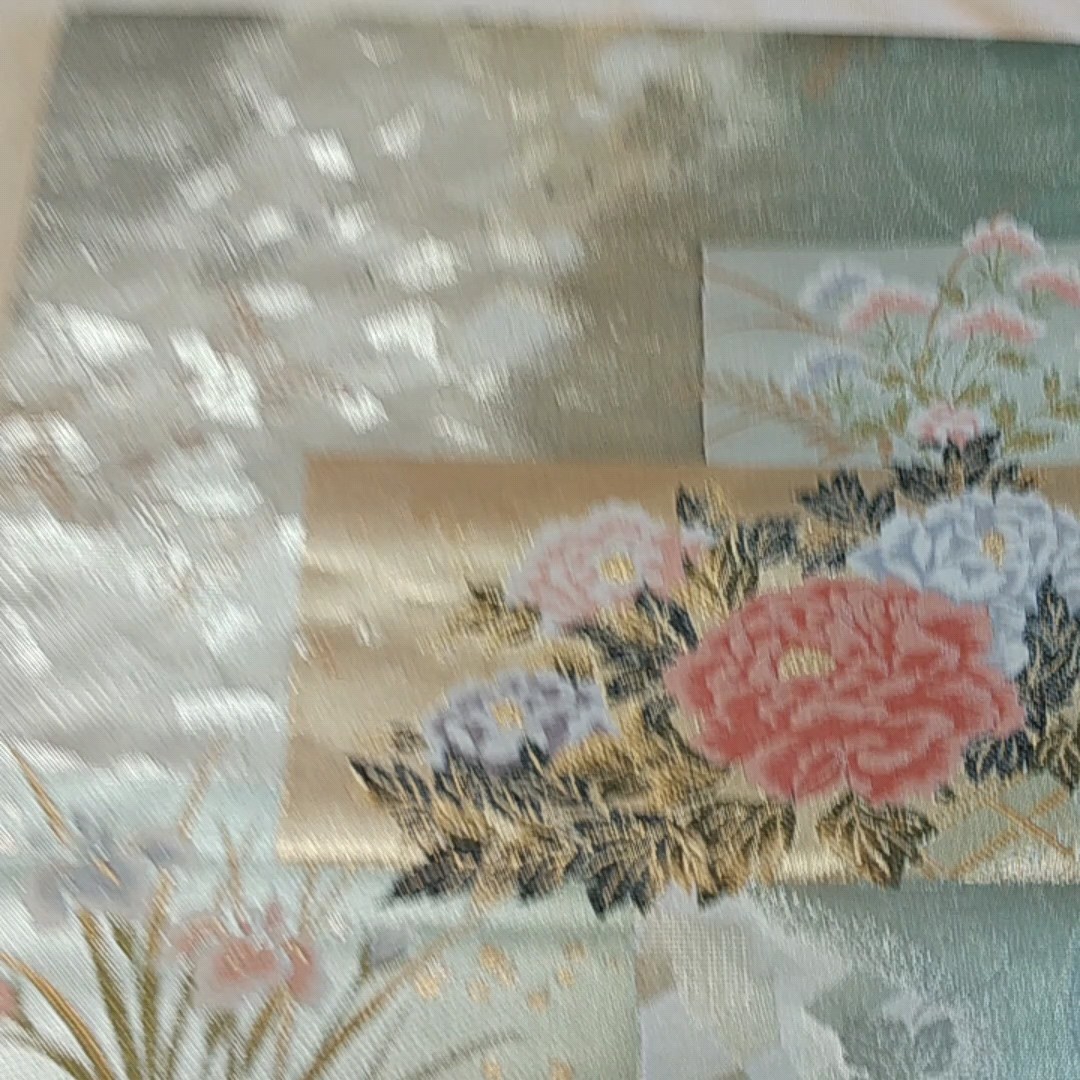 未使用 袋帯 琳派屏風紋 仕立上がり唐織 グリーン系 新古品