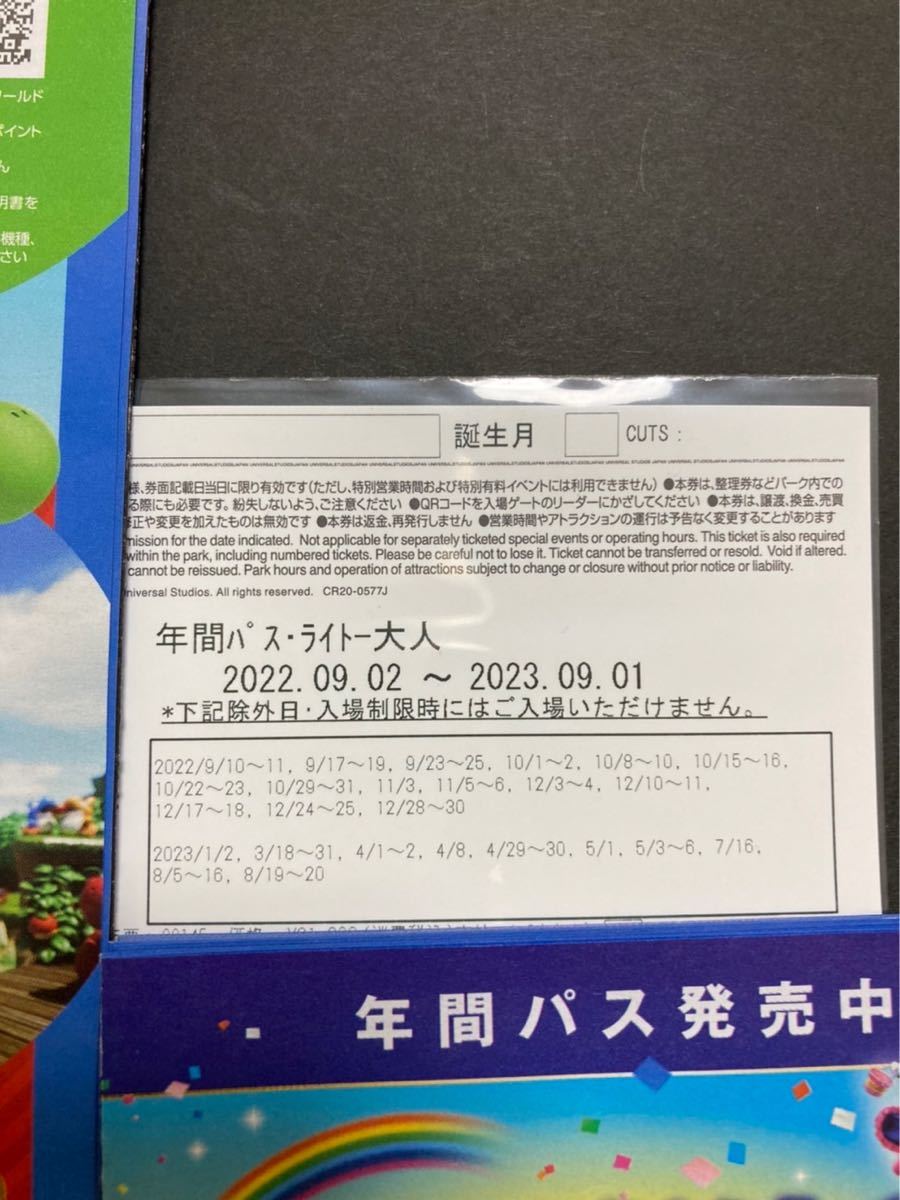 値下げ 大人【年パス】ユニバーサルスタジオジャパン USJ 入場チケット