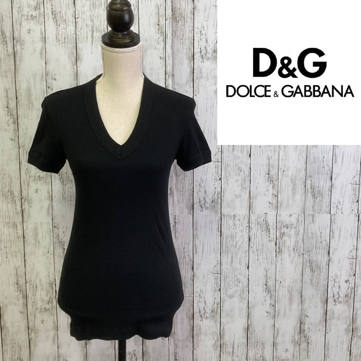 Dolce & Gabbana★ドルチェ&ガッバーナ★コットン Vネック カットソー★サイズ46　8-62_画像1