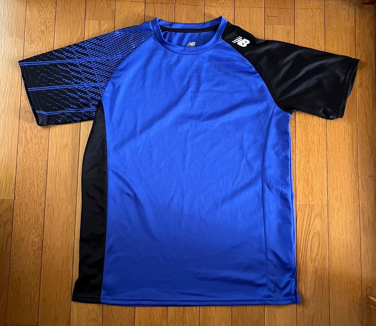 ニューバランス NEW BALANCE サッカーウェア メンズ ゲームシャツ ブルー×ブラック 青×黒 XL  半袖Tシャツ