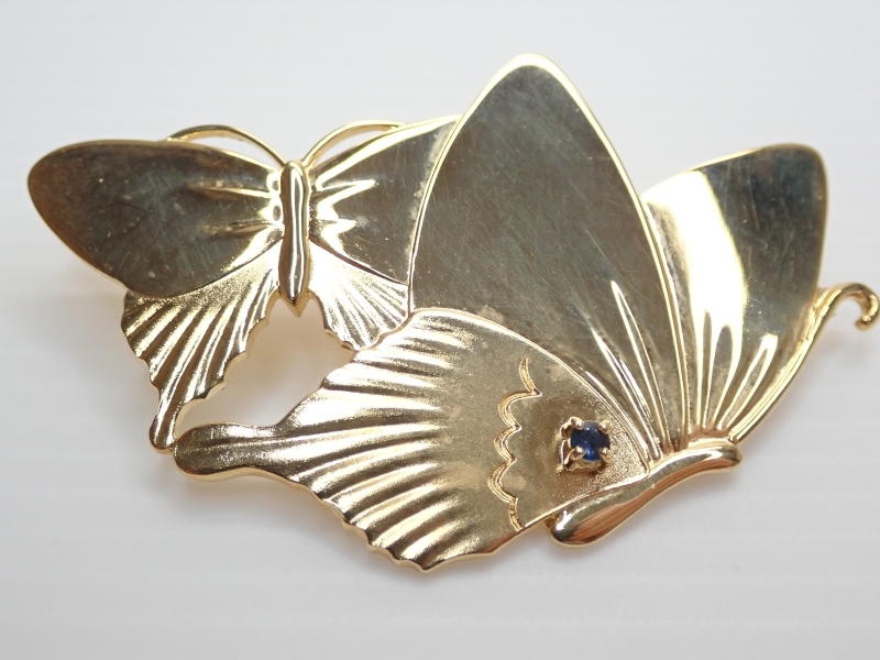 L024 和風 ブローチ 蝶々 ゴールドカラーデザイン SILVER シルバー IEI Japanese crafts broochの画像1