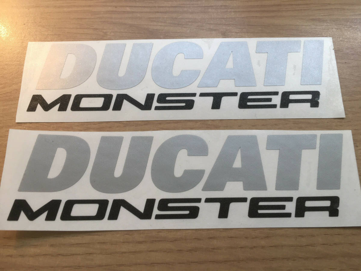 送料無料 Ducati Monster Petrol tank decal sticker ドゥカティ ステッカー シール デカール 2枚セット 140mm x 36mm_画像1