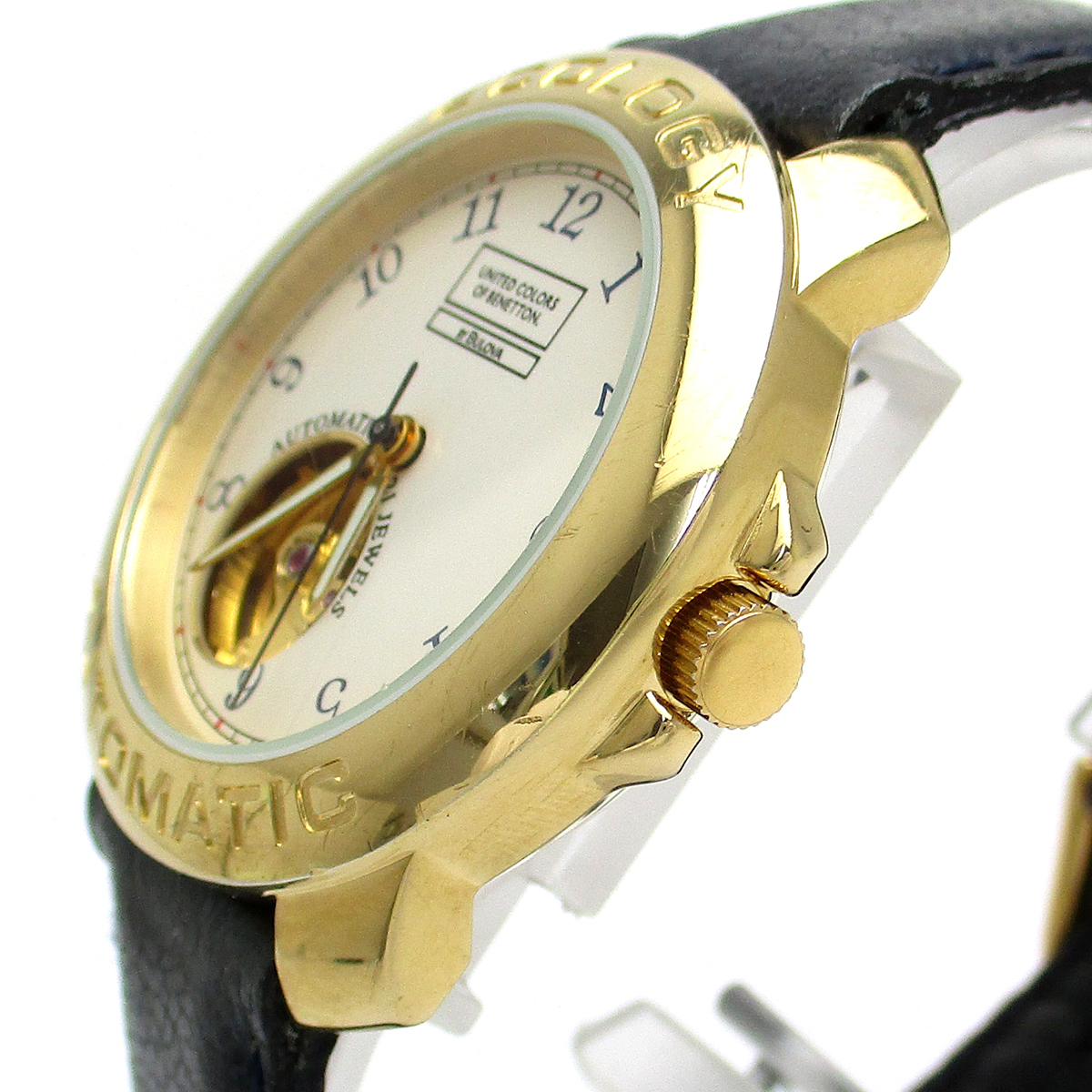 ブローバ 時計 エコロジーオートマチック メンズ ベネトン コラボレーション BULOVA 自動巻き シースルーバック レア 