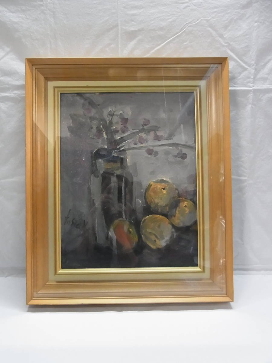  still-life picture oil painting frame * flower vase botanikaru fruit oil painting picture *120