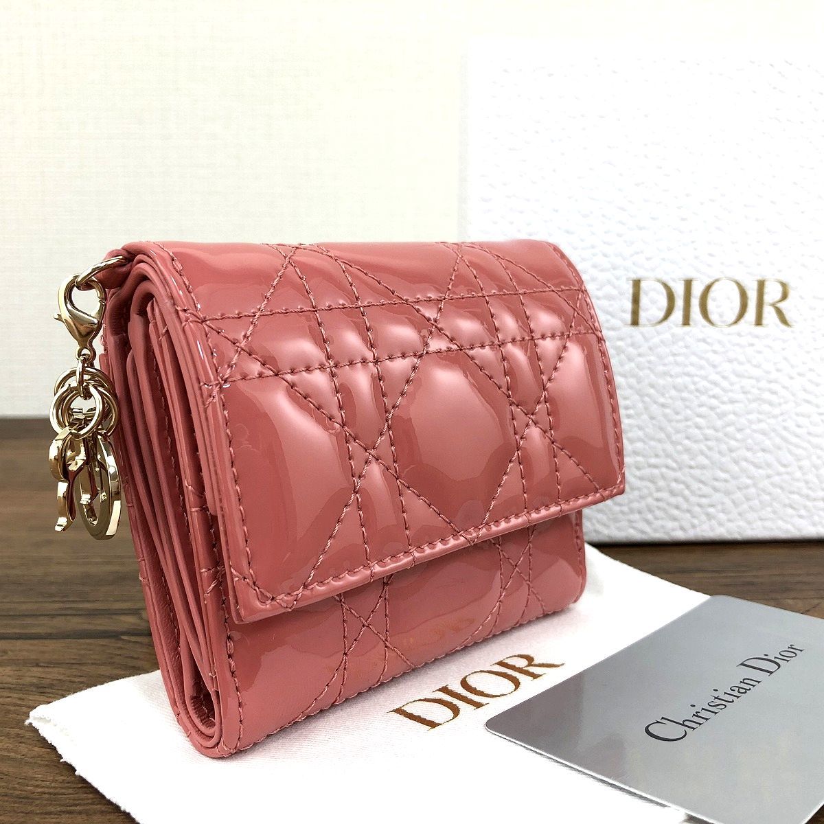 Christian Dior ディオール カナージュ 折り財布 エナメル - 通販