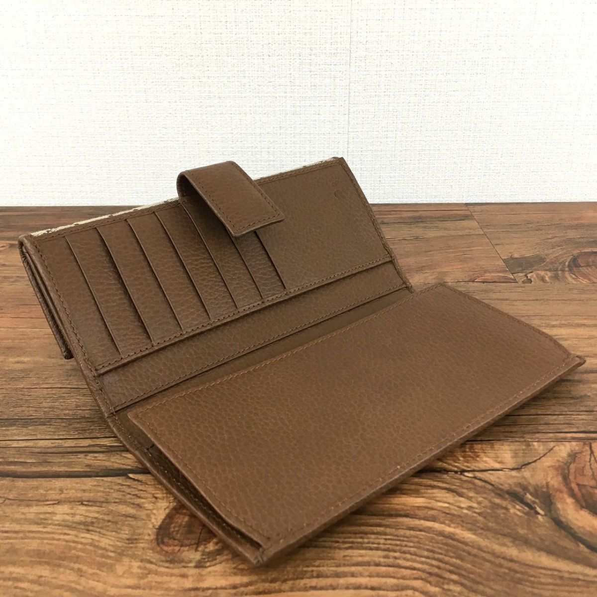 ☆送料無料☆ 未使用品 GUCCI 長財布 231841 Wホック財布 ベージュ ブラウン 箱付き グッチ 93_画像8