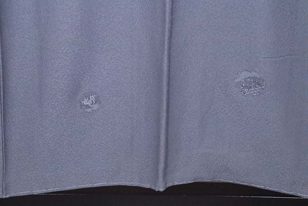 訪問着 袷 正絹 グレー 汕頭刺繍 雪輪紋 Mサイズ ki26029 着物 レディース オールシーズン 送料無料 新品_画像7