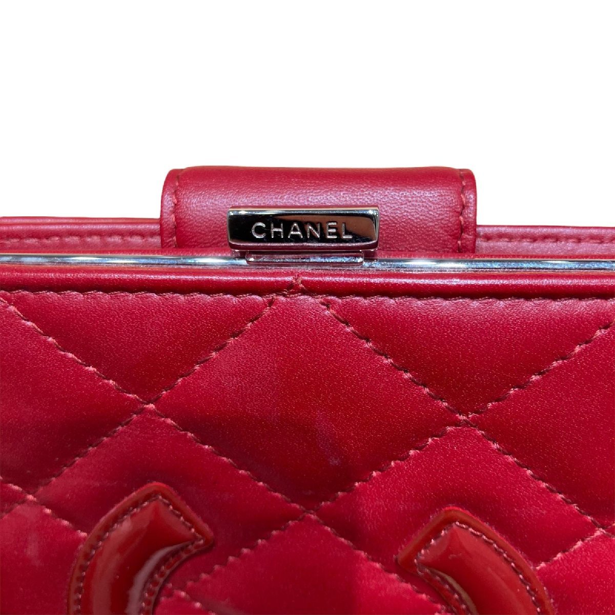 CHANEL シャネル カンボンライン がま口財布 レッド 二つ折り財布