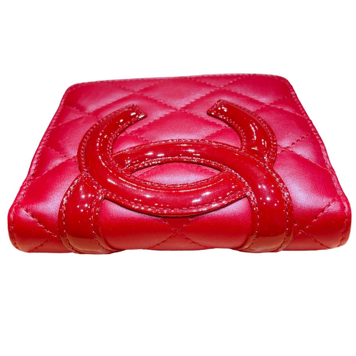 CHANEL シャネル カンボンライン がま口財布 レッド 二つ折り財布