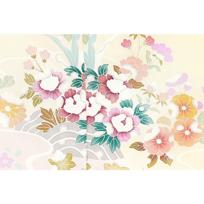 ※ゆとりサイズ【新品】仕立無料・送料無料☆京友禅伝統工芸手描き染訪問着☆特撰優美ボカシ辻ヶ花玲宝四季草花文(10191)_画像9