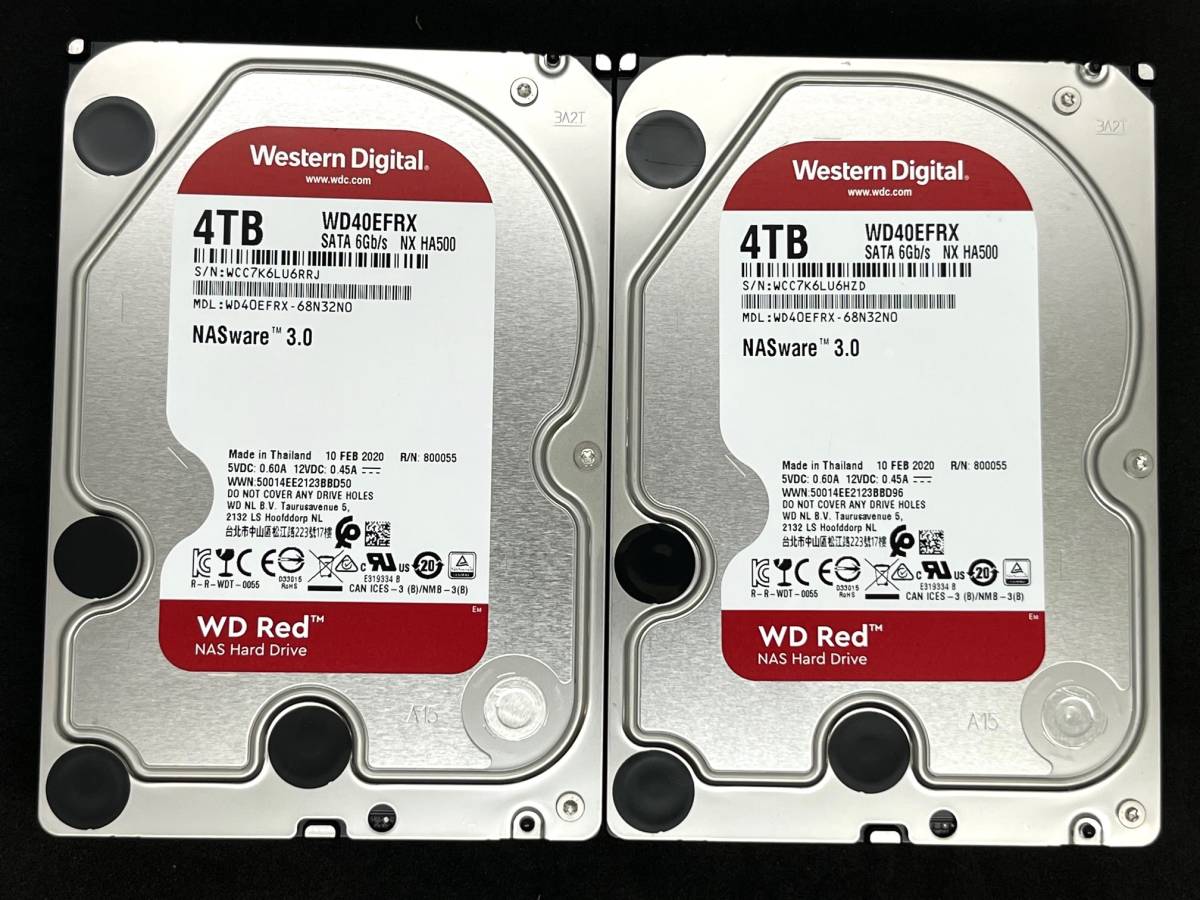 【送料無料】セット ★４ＴＢ×２★　WD40EFRX　【時間:9156ｈ&9156ｈ】　Western Digital RED　3.5インチ 内蔵 HDD SATA600/5400rpm 良品_画像1