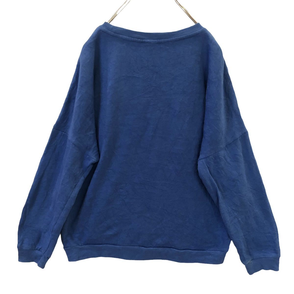 DISNEY Disney sweat sweatshirt soft badge blue lady's L size [AY0612]