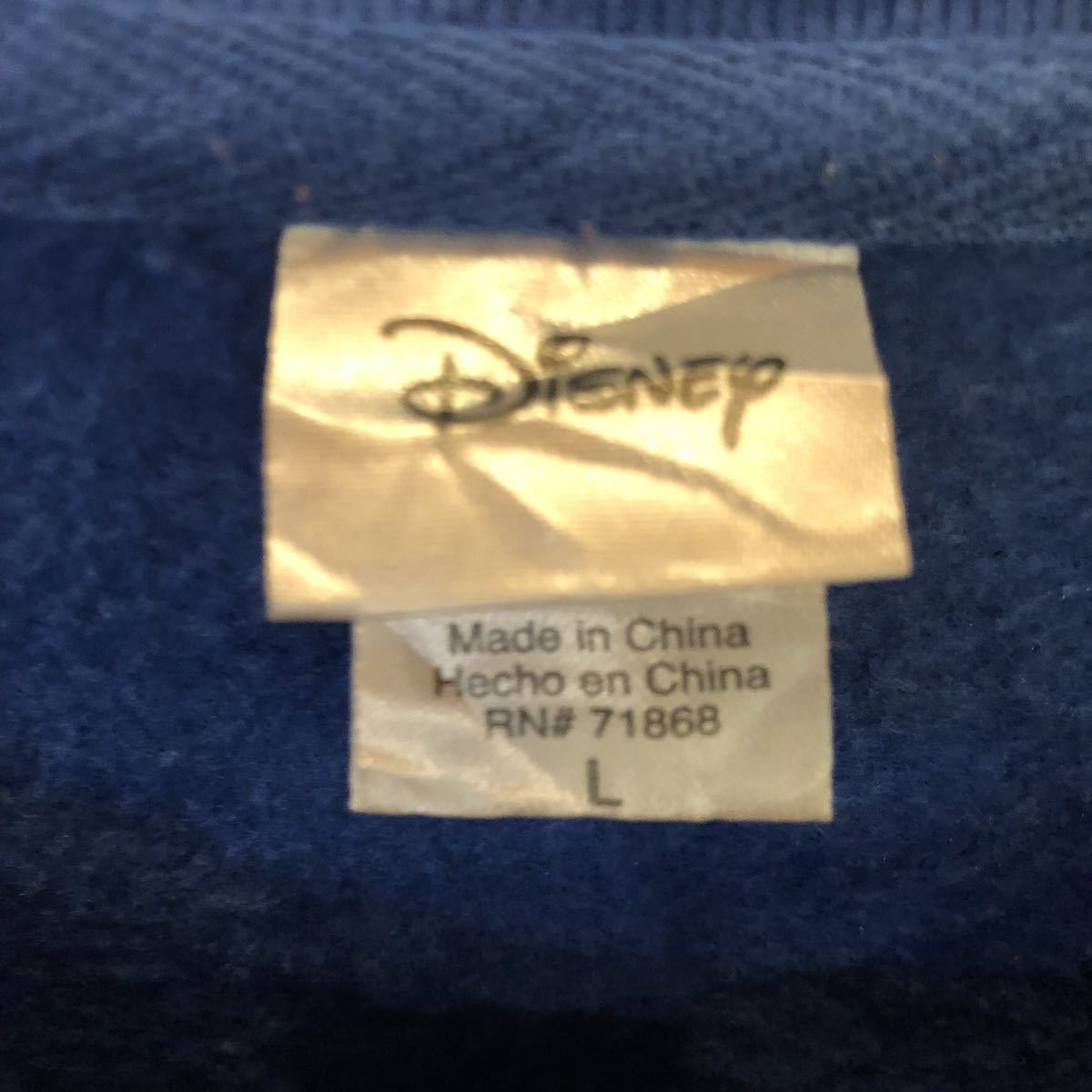 DISNEY Disney sweat sweatshirt soft badge blue lady's L size [AY0612]
