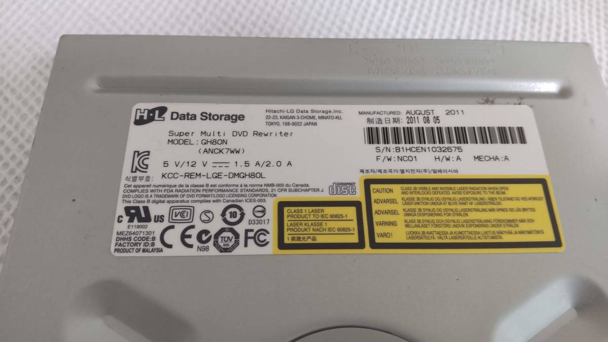 ☆送料無料☆HITACHI-LG DATA STORAGE スーパーマルチ ±R DL二層対応 SATA 内蔵ドライブ 22倍速 MODEL:GH80N (ANCK7WW)