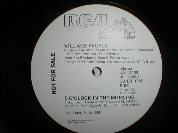 VILLAGE PEOPLE-5 O'CLOCK IN THE MORNING 12 INCH_画像3