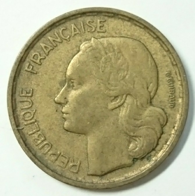 【フランス】10フラン硬貨 1952年B 約20mm_画像2