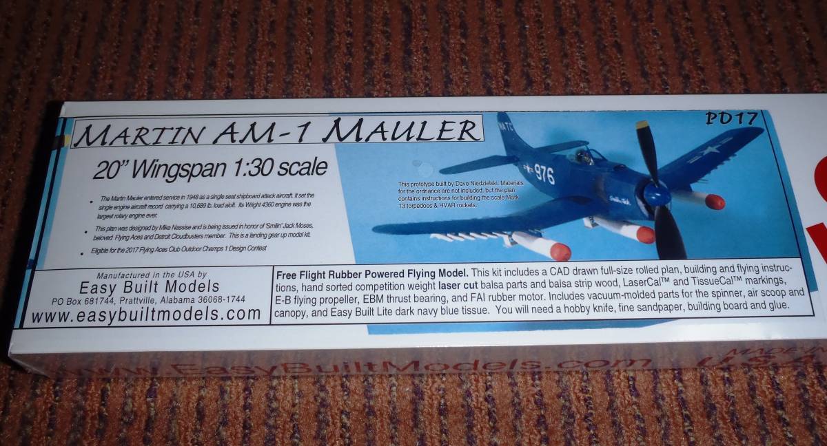 【ゴム動力機】Easy Built製MARTIN AM-1 MAULER(L/C仕様）（翼長：20”=508mm）・・・残り2_画像1