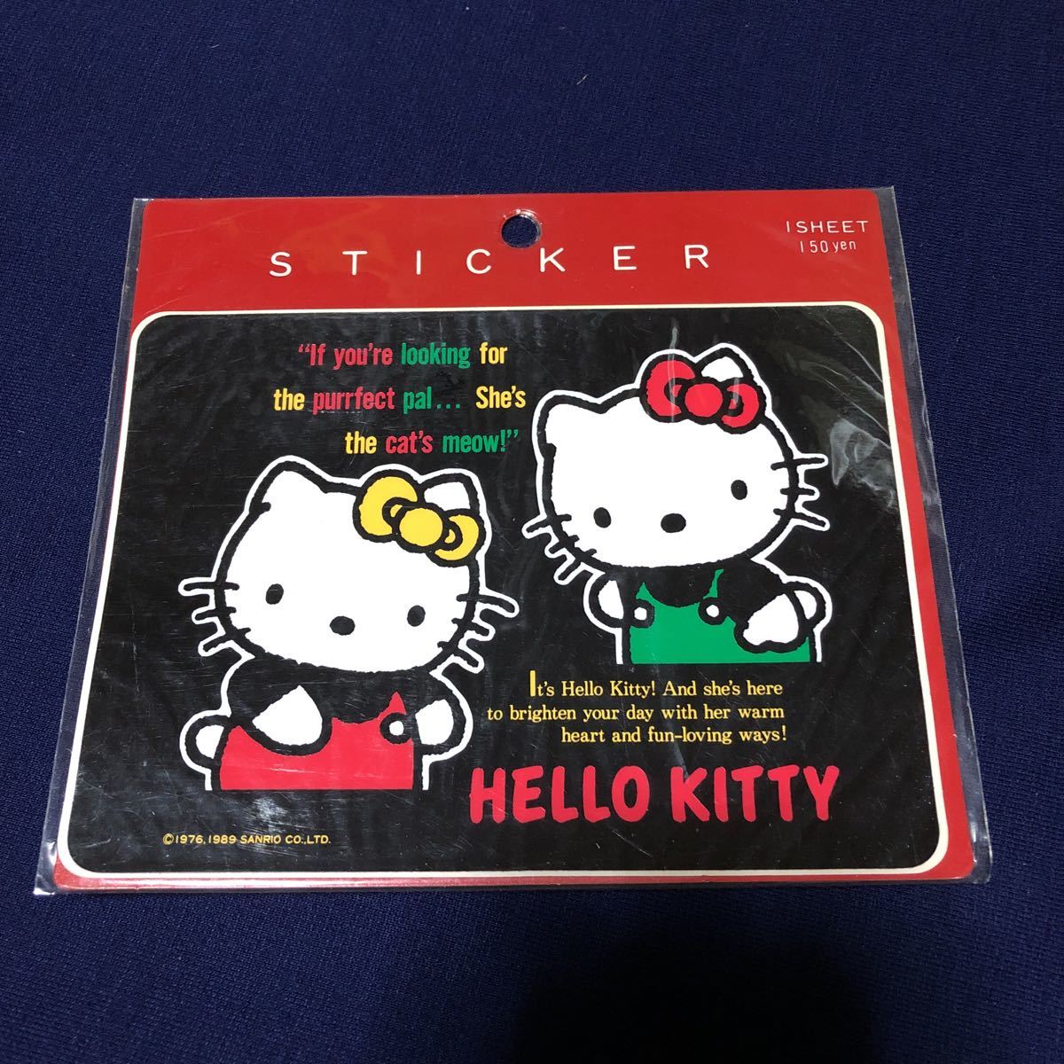 * Showa Retro * ultra rare rare goods Sanrio 1989 year made Hello Kitty Kitty & ear . sticker seal that time thing 