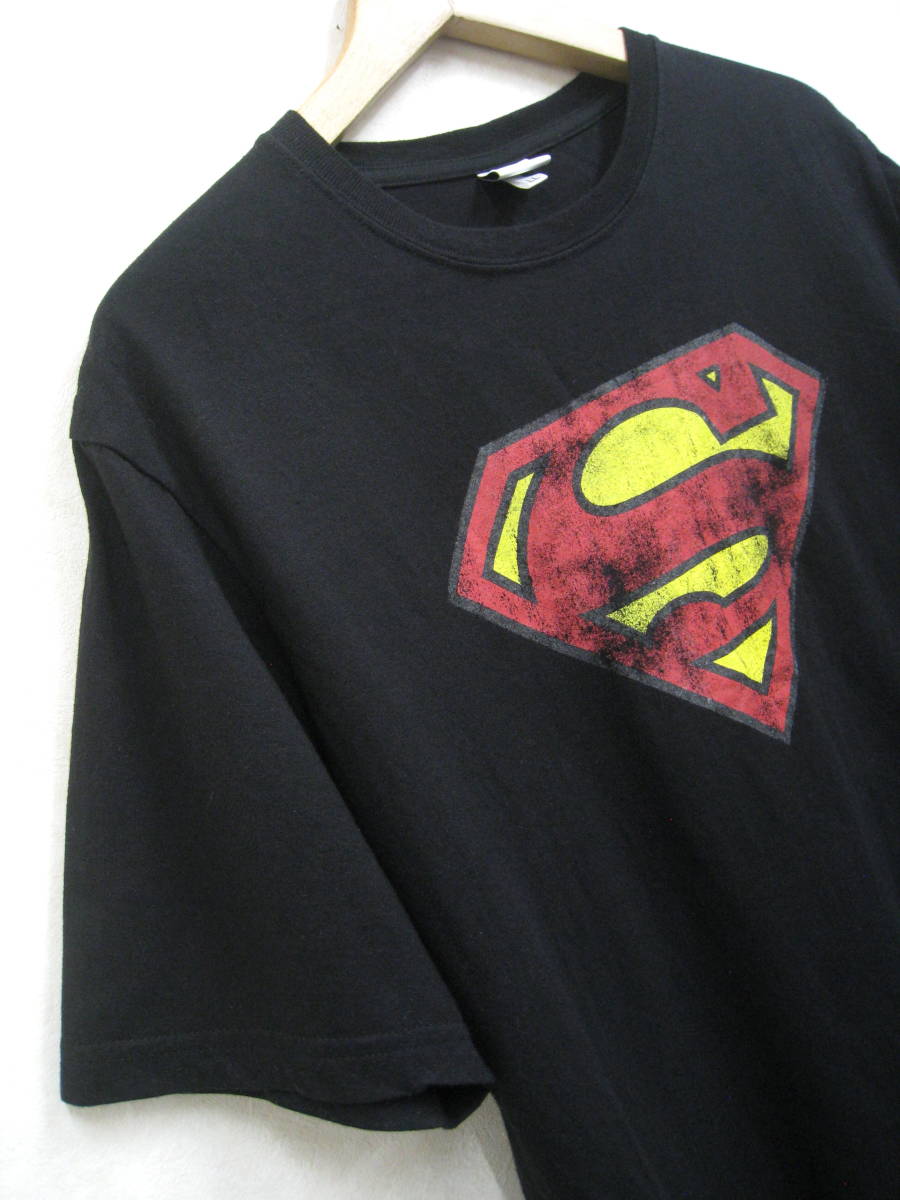SUPERMAN■スーパーマン プリント 半袖 Tシャツ メンズ サイズLL ブラック_画像3