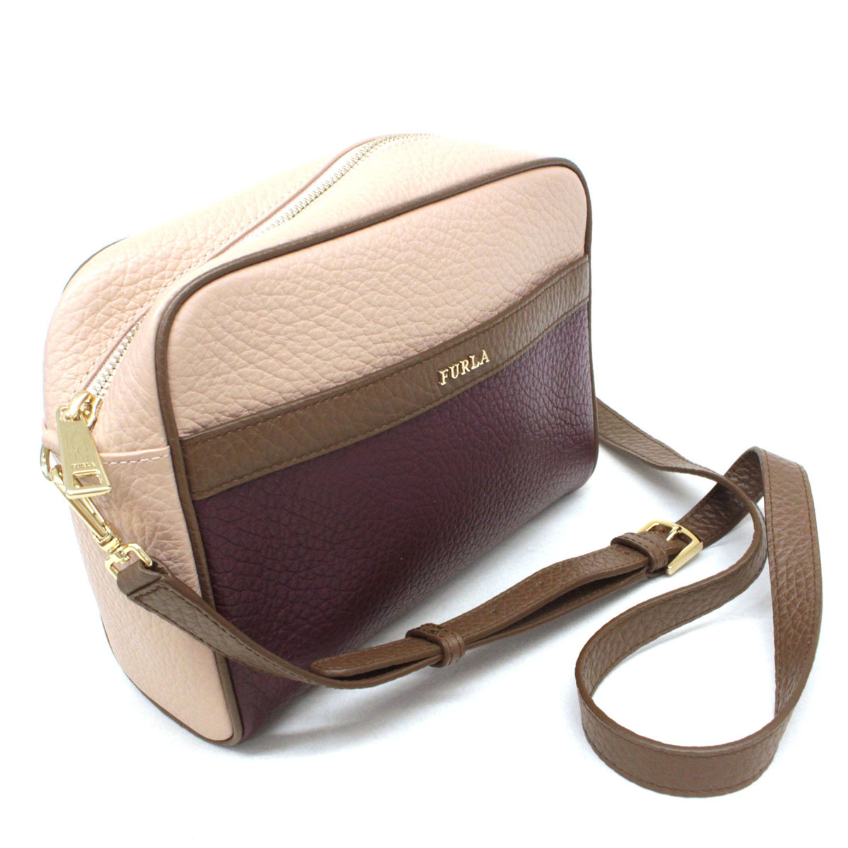 良好◇FURLA フルラ レザー ショルダーバッグ◇ ピンクベージュ