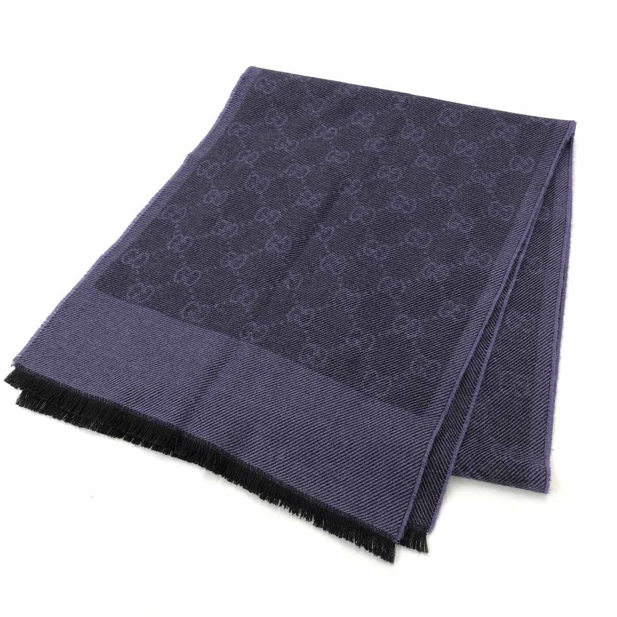 良好◇GUCCI グッチ マフラー◇ パープル ウール100% GG柄 総柄