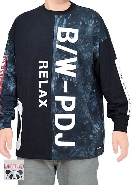 B/W-PDJ RELAXシリーズ ツートンBIGロングTシャツ◆PANDIESTA JAPAN タイダイLサイズ 592851 パンディエスタジャパン パンダ ロンT