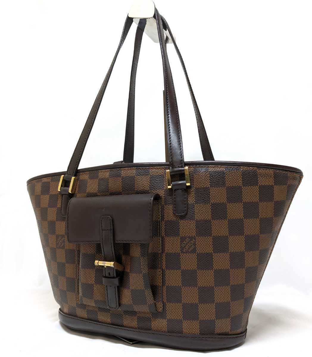 1円【極美品】LOUIS VUITTON ルイ・ヴィトン マノスクPM ダミエ エベヌ